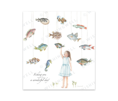 Wishing Well Greeting Card Fishing You A Wonderful Day
