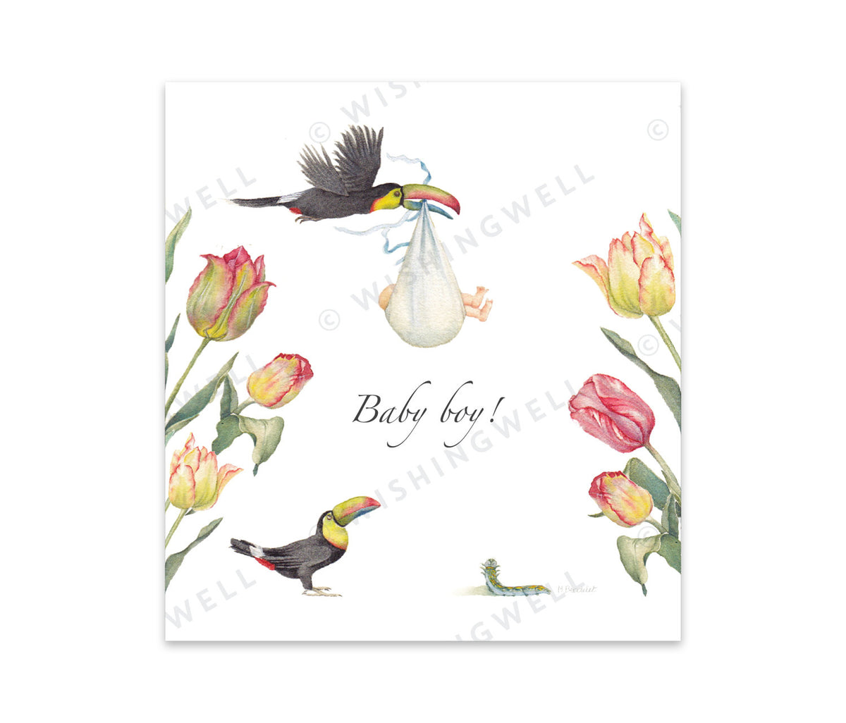 Wishing Well Greeting Card Baby Boy