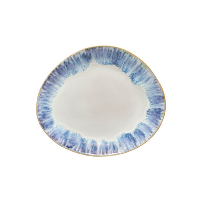 Costa Nova Brisa Oval Dinner Plate 27cm in blue and white glazed stoneware