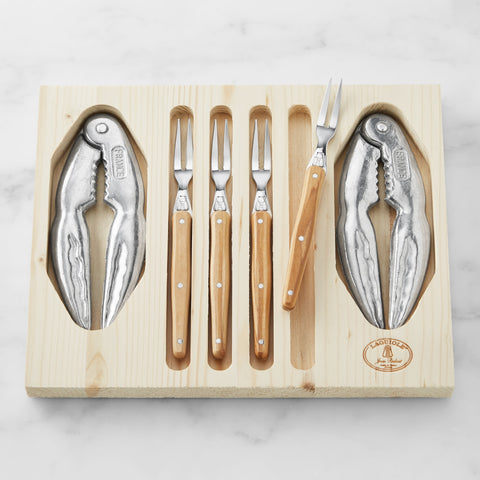 Laguiole Jean Dubost Seafood Utensils Open Box (2 Crab Cracker, 4 Cocktail Forks) (Set of 6)
