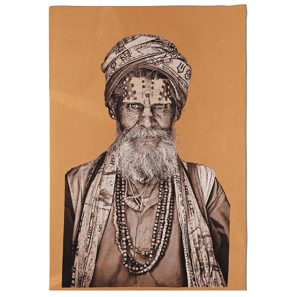Tapestry Wise Man Bandu Baba – framed Belgian woven tapestry portrait, view 5
