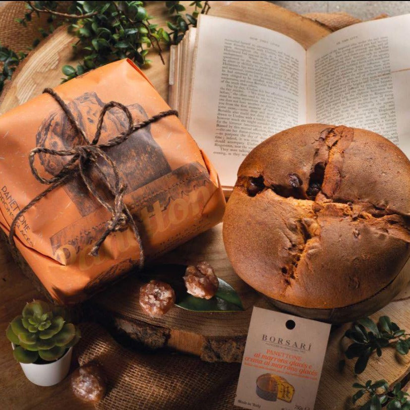 Borsari Chestnut Cream Panettone, gift wrapped