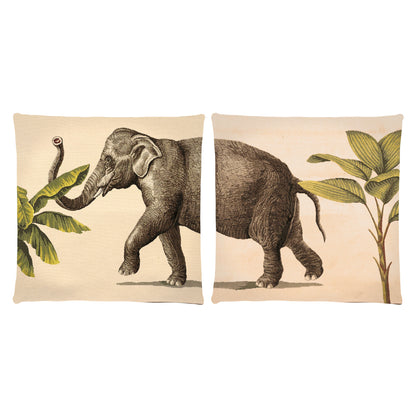 FS-Home Elephant Outdoor Cushion Cover, set of 2, in woven Belgium linen