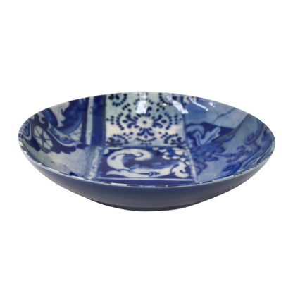 Costa Nova Lisboa pasta serving bowl 34cm in blue and white tile stoneware