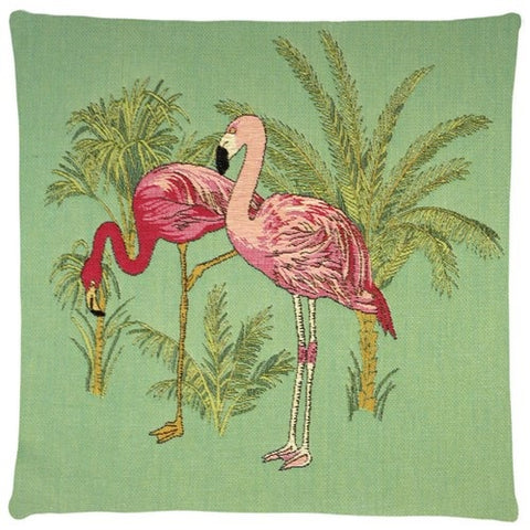 Green Flamingo Cushion Cover