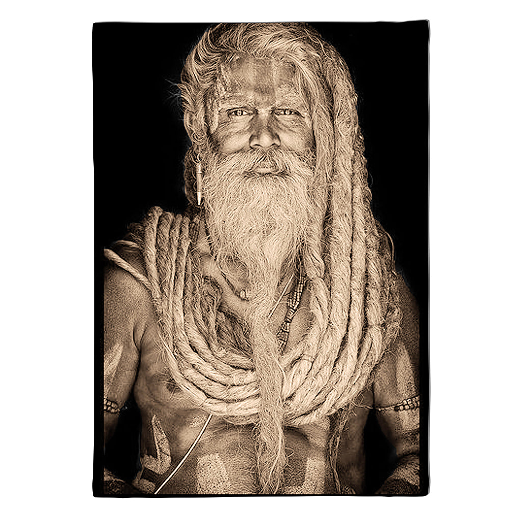 Tapestry Gangadas Baba – framed Belgian woven tapestry portrait