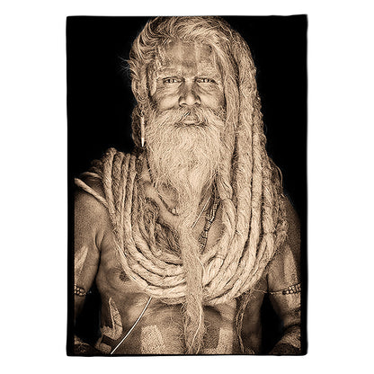 Tapestry Gangadas Baba – framed Belgian woven tapestry portrait