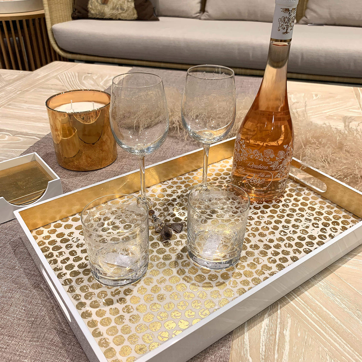 Gold Spot Lacquer Tray (Set of 3)