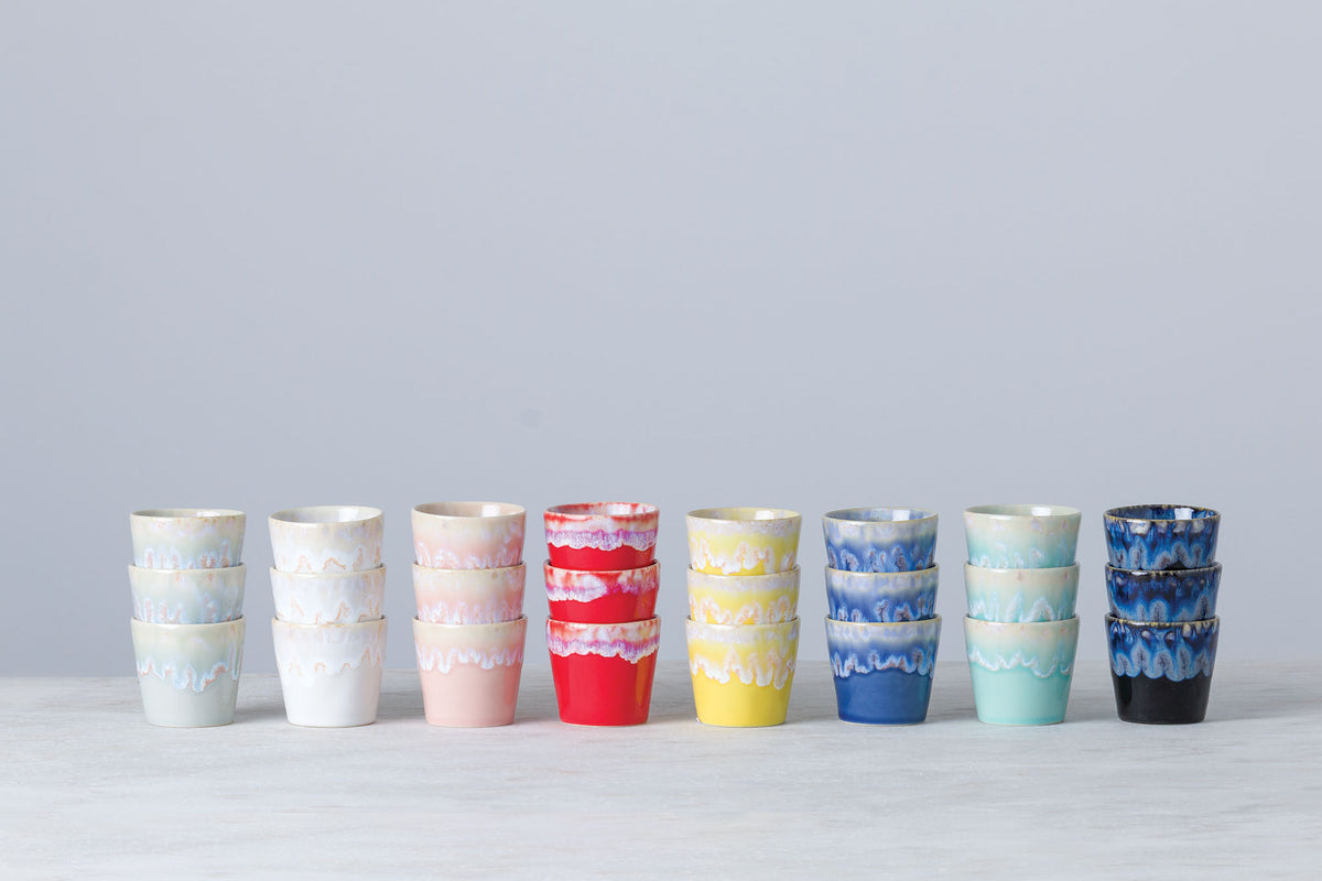 Grespresso Espresso Cups 90ml (Set of 40) – multicolour stoneware espresso cups in wooden crate, view 4