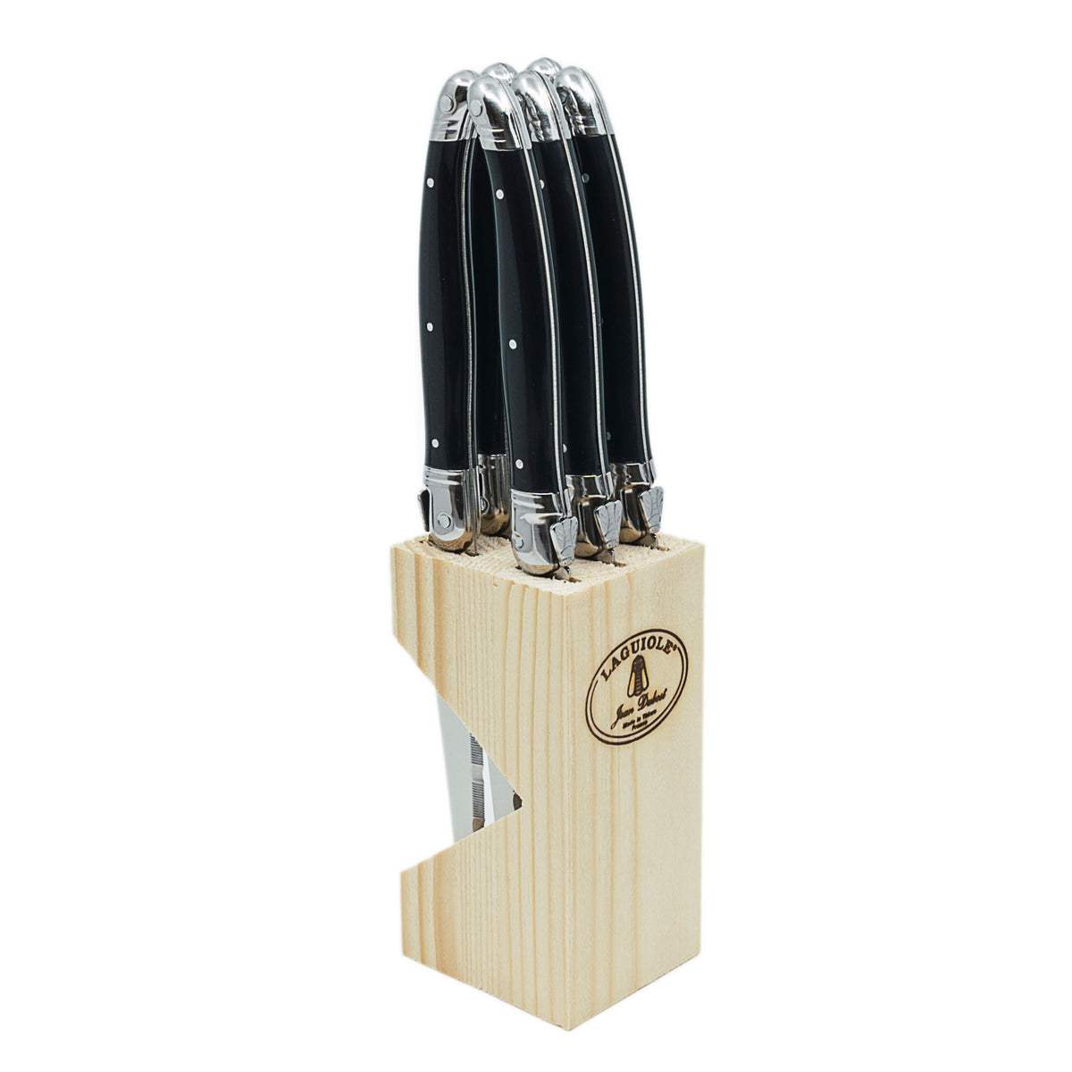 Laguiole Jean Dubost steak knives set of 6 in wood block – view 6