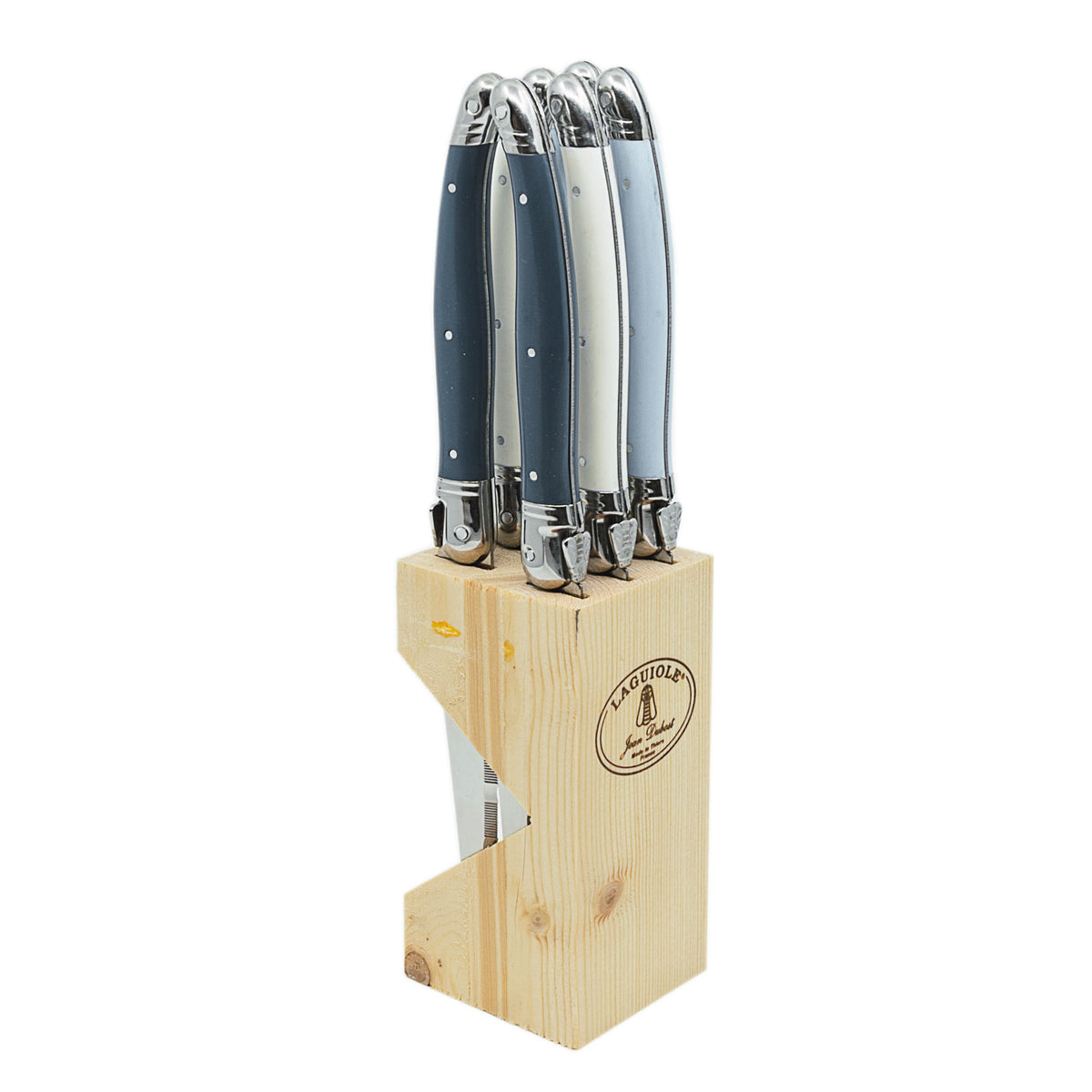 Laguiole Jean Dubost steak knives set of 6 in wood block – view 3