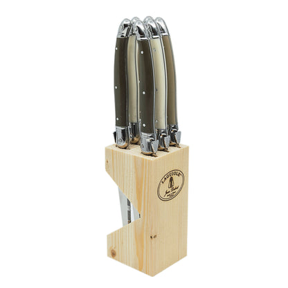 Laguiole Jean Dubost steak knives set of 6 in wood block – view 8