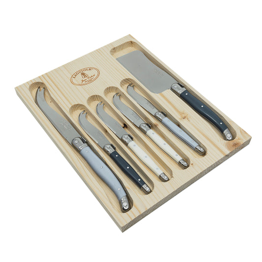 Laguiole Jean Dubost Cheese Knives (Set of 6)(Cleaver,Cheese Knife, 4 Mini Cheese Knives)