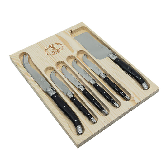 Laguiole Jean Dubost Cheese Knives (Set of 6)(Cleaver,Cheese Knife, 4 Mini Cheese Knives)