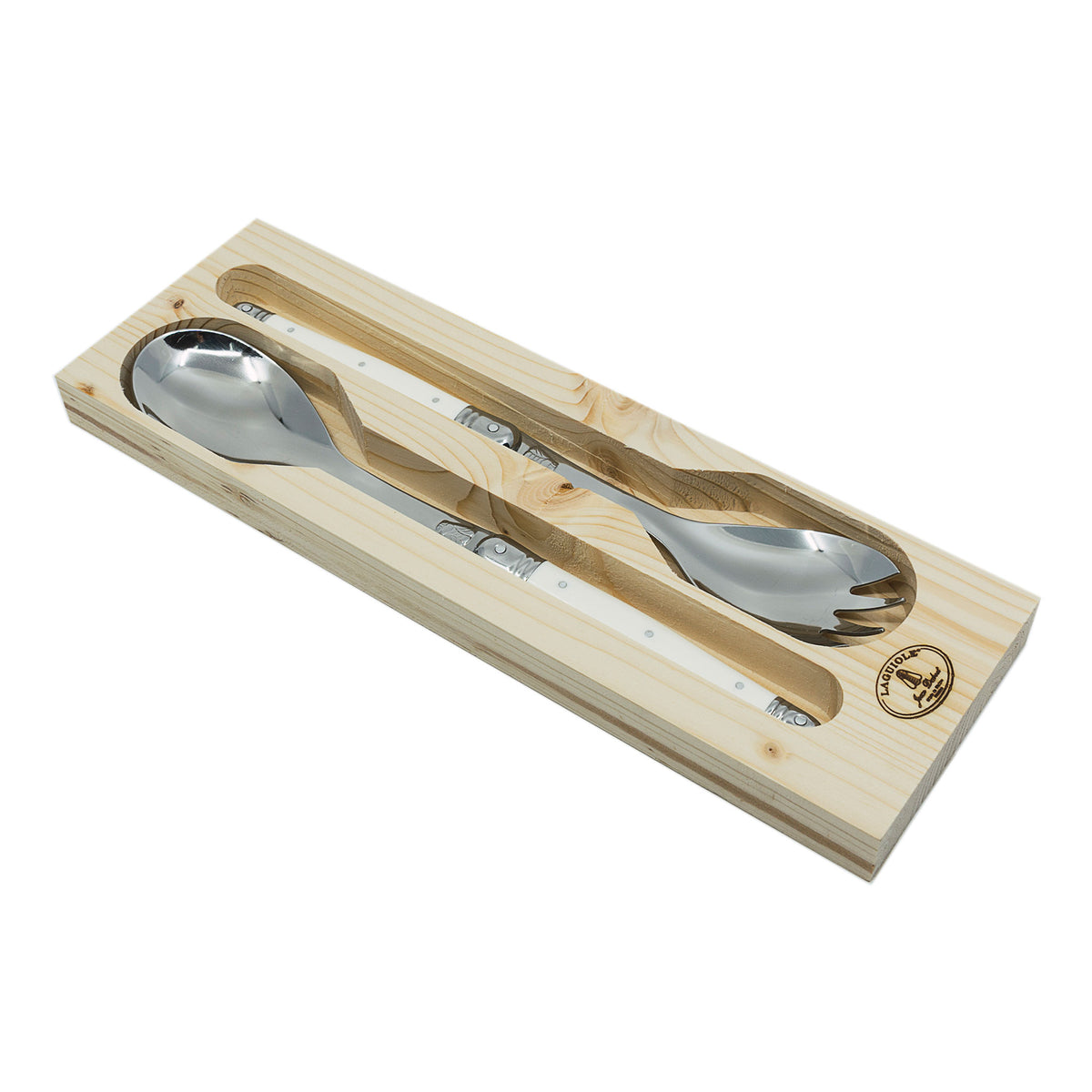 Laguiole Jean Dubost salad serving spoon and fork set, view 5