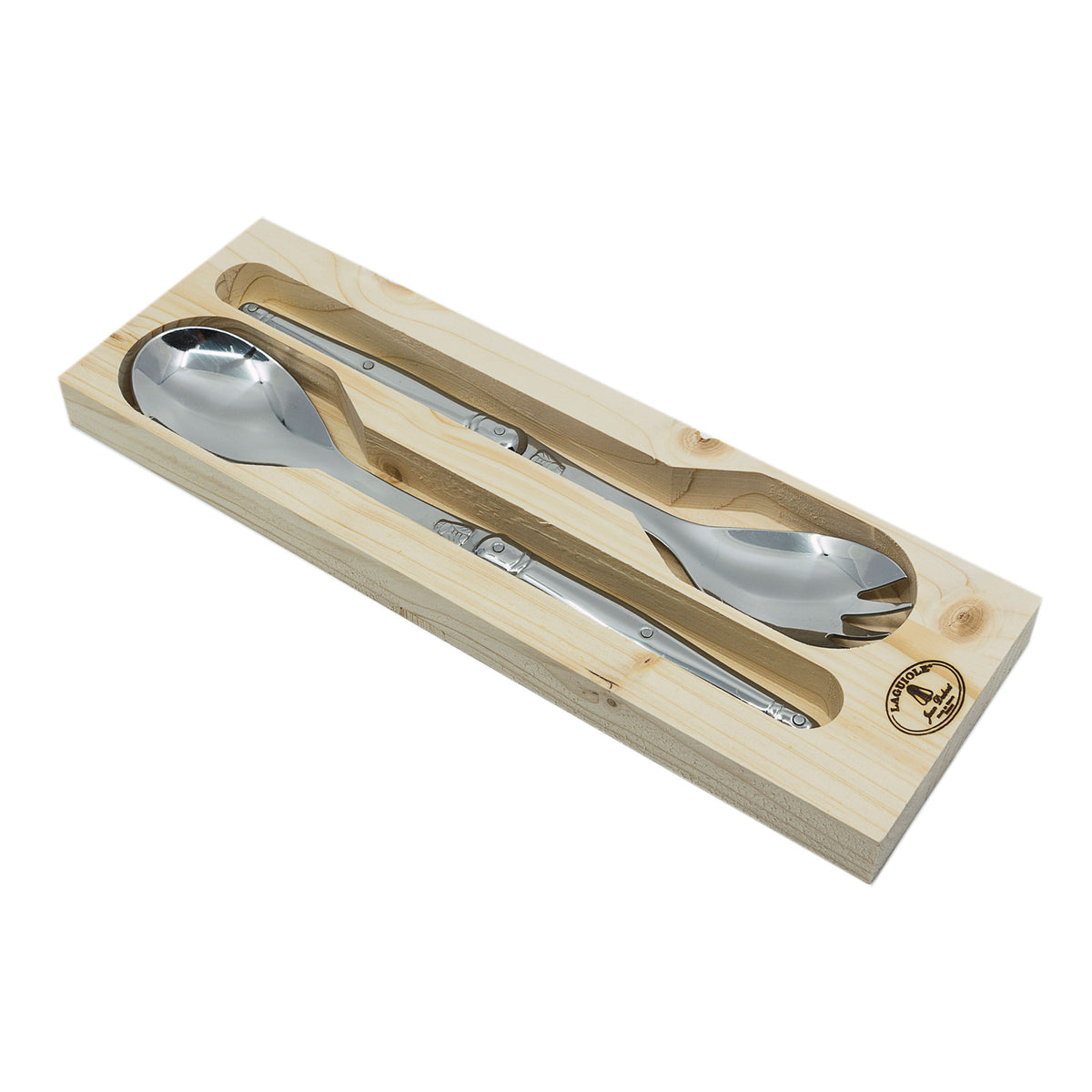 Laguiole Jean Dubost salad serving spoon and fork set, view 6