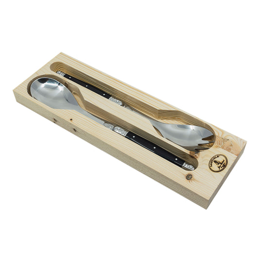 Laguiole Jean Dubost salad serving spoon and fork set, view 2