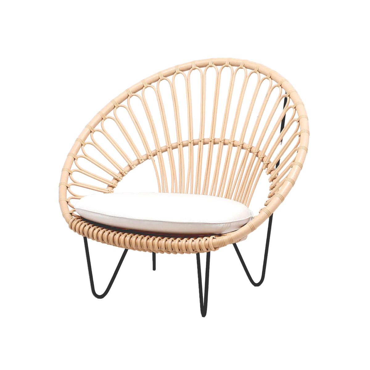 Lounge Chair Kiki Cocoon – Lloyd Loom rattan lounge chair with cushion, view 3