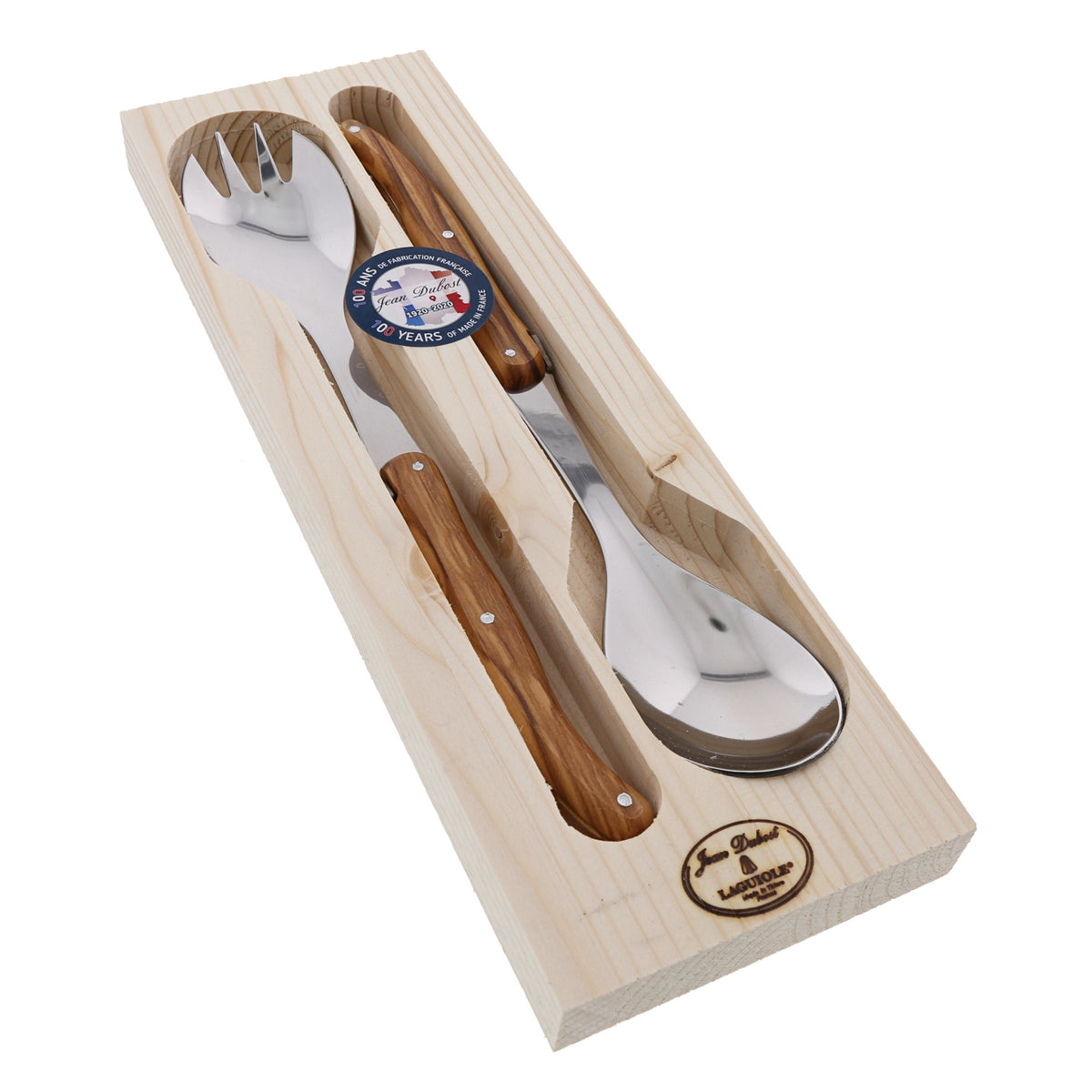 Laguiole Jean Dubost salad serving spoon and fork set, view 7