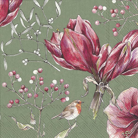 Lunch Napkin Winter Amaryllis