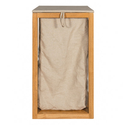 Monti Laundry Basket in weathered oak with linen bag
