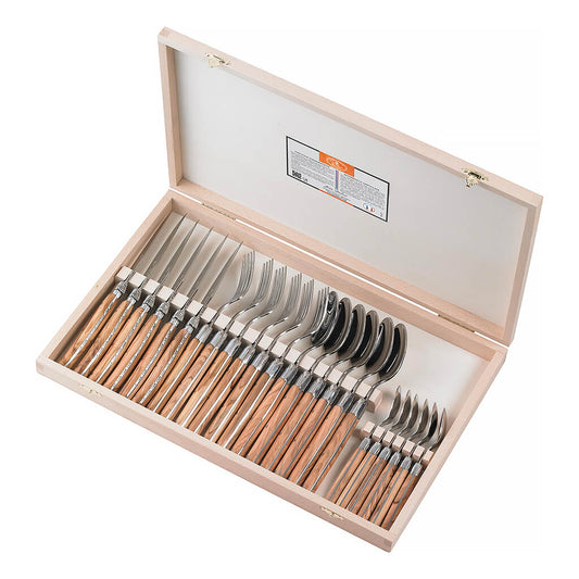 Laguiole Jean Dubost Olivewood Flatware Closed Box (Set of 24)