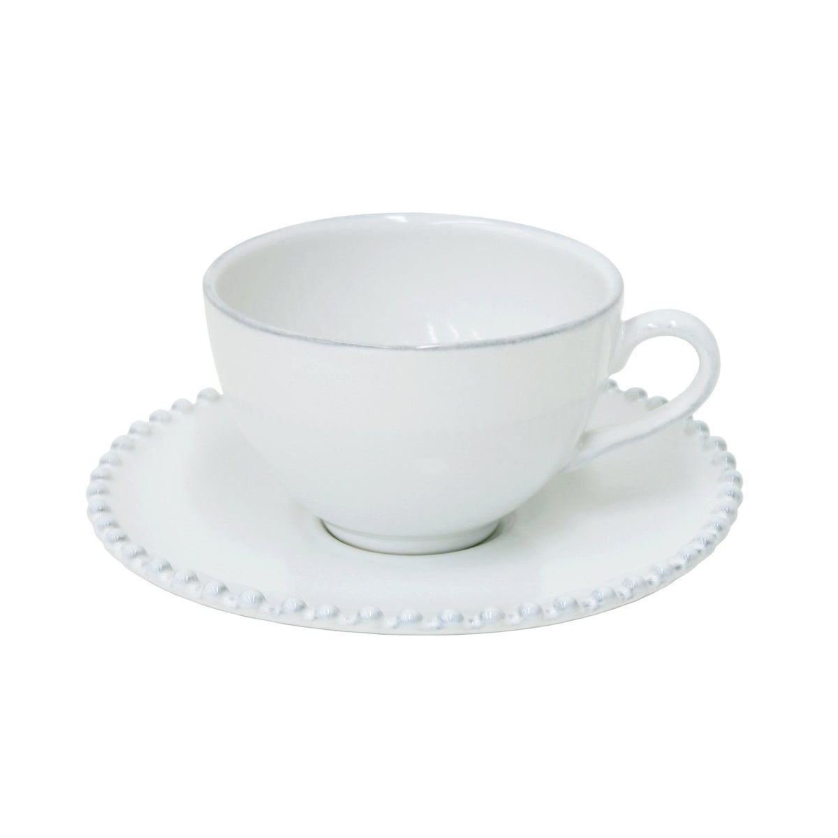 Costa Nova Pearl tea cup and saucer 250ml in fine glazed stoneware