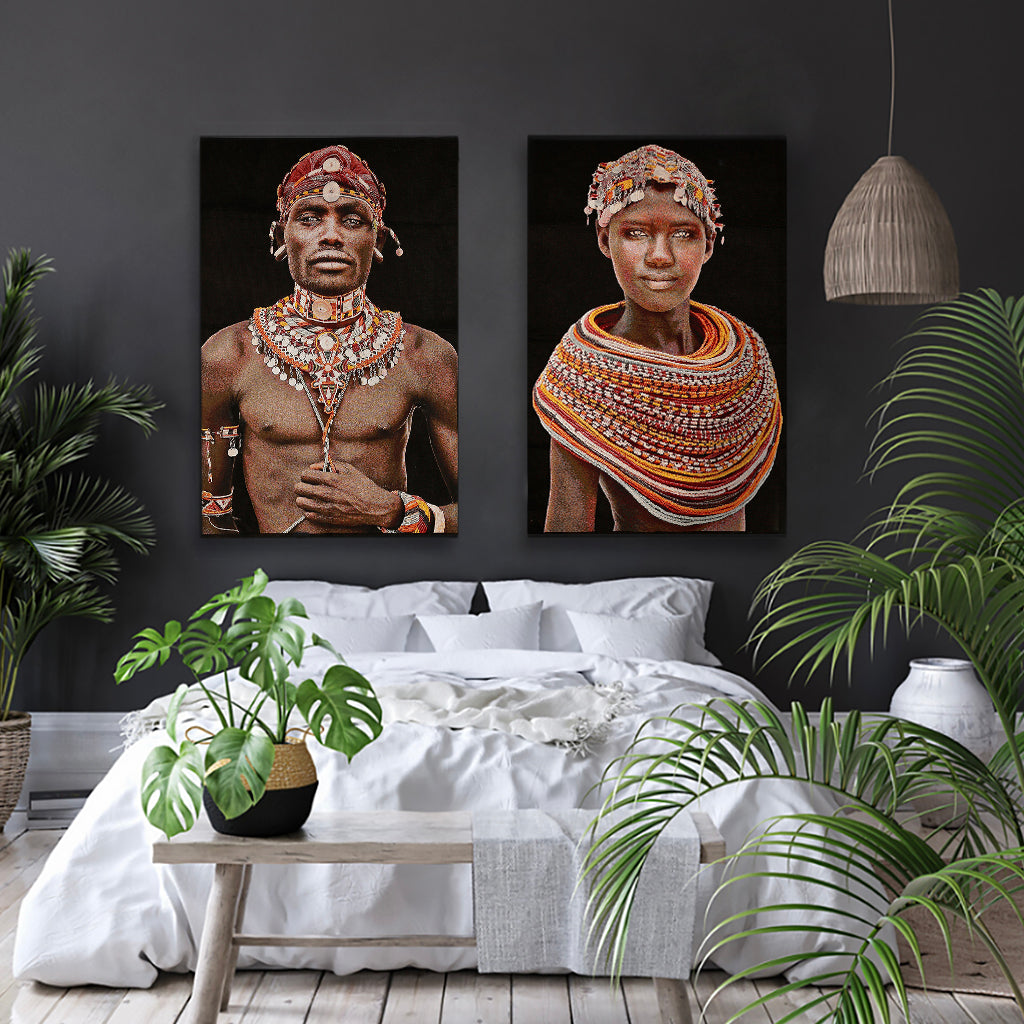 Tapestry Samburu Girl – framed Belgian woven tapestry portrait, view 3