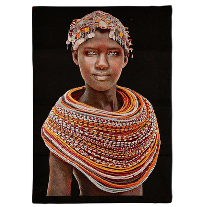 Tapestry Samburu Girl – framed Belgian woven tapestry portrait