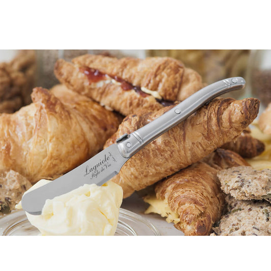 Laguiole Jean Dubost spreader set of 4 in open wood box – view 2