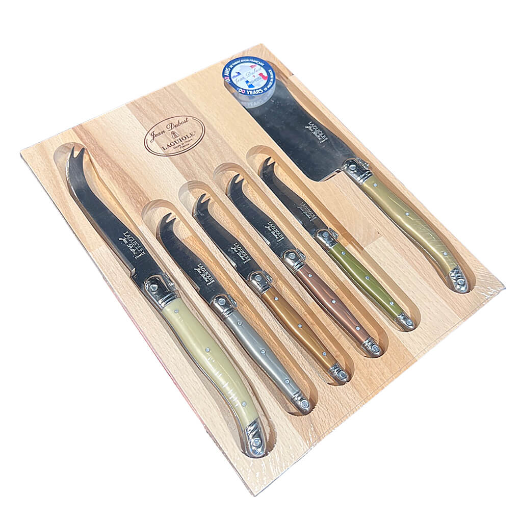 Laguiole Jean Dubost Cheese Knives (Set of 6) – cheese knife set in wooden box, view 6