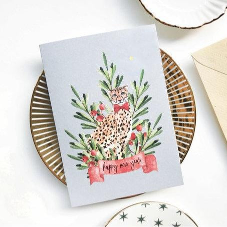 Greeting Card Cheetah Berry Christmas