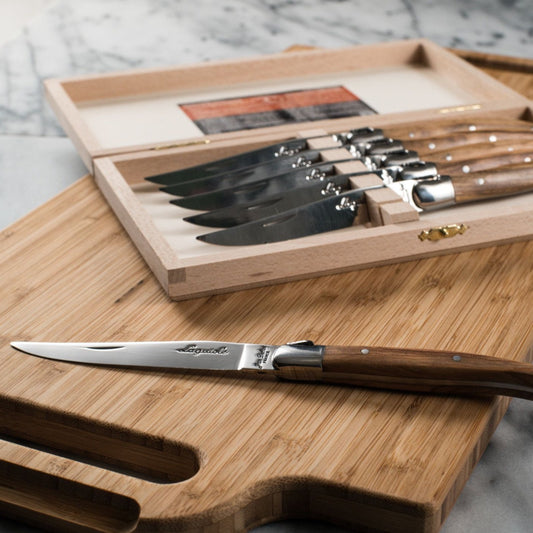 Laguiole Jean Dubost Steak Knives Closed Box 2.5mm Sharpened  (Set of 6)