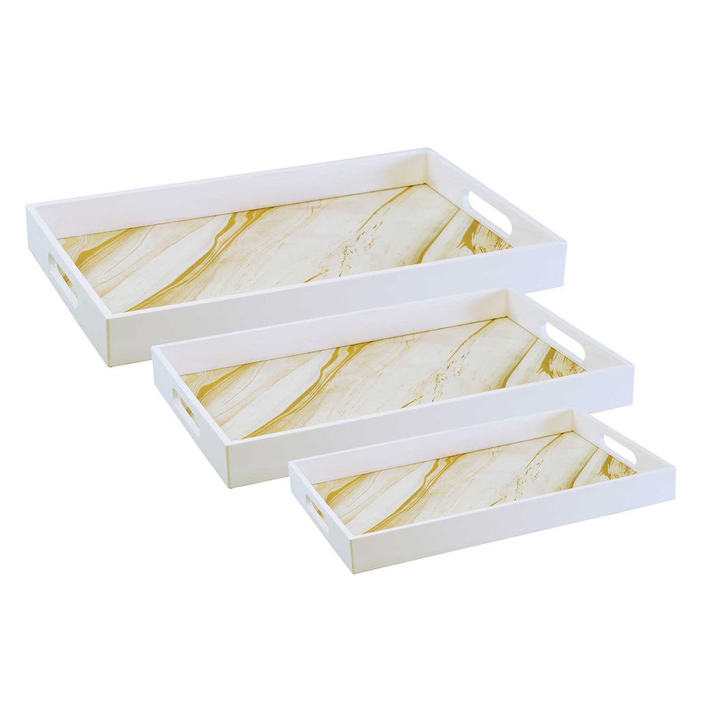 Gold Flower Lacquer Tray (Set of 3)
