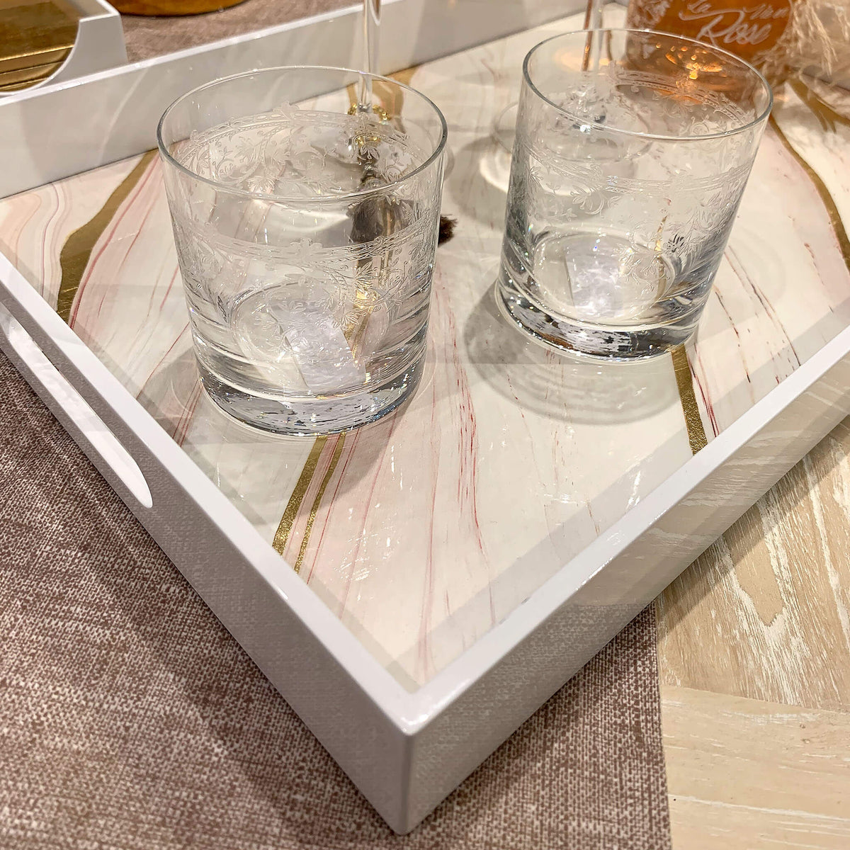 Gold Flower Lacquer Tray (Set of 3)