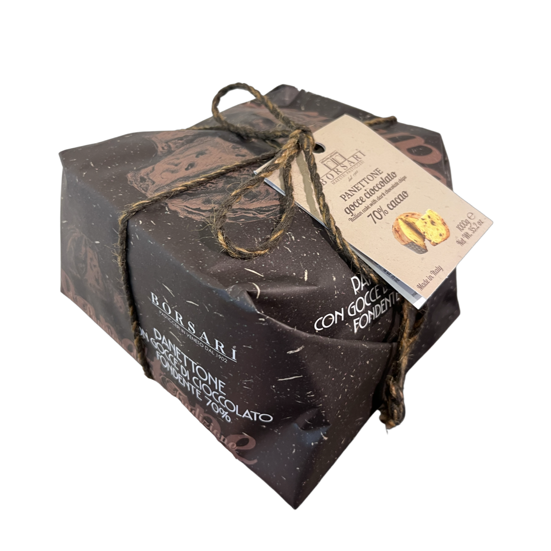 Borsari Rustico Dark Chocolate Drops Panettone 1kg, Italian Christmas cake