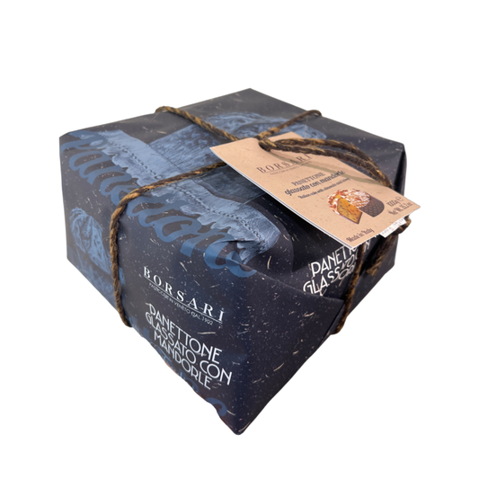 Borsari Rustico Panettone with Icing and Almonds 1kg, Italian Christmas cake