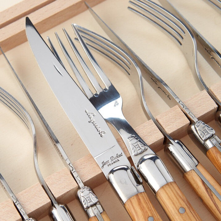 Laguiole Jean Dubost Olivewood Flatware Closed Box (Set of 24), view 4