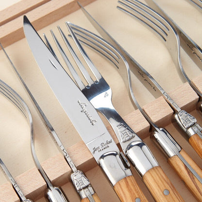 Laguiole Jean Dubost Olivewood Flatware Closed Box (Set of 24), view 4