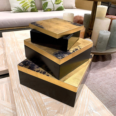 Black Gold Stains Lacquer Box
