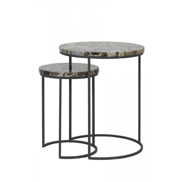 Axat Black Agate Side Table (Set of 2)