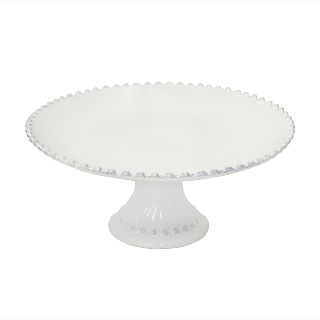 Costa Nova Pearl Cake Stand in white, side view