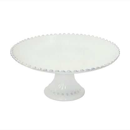 Costa Nova Pearl Cake Stand in white, side view
