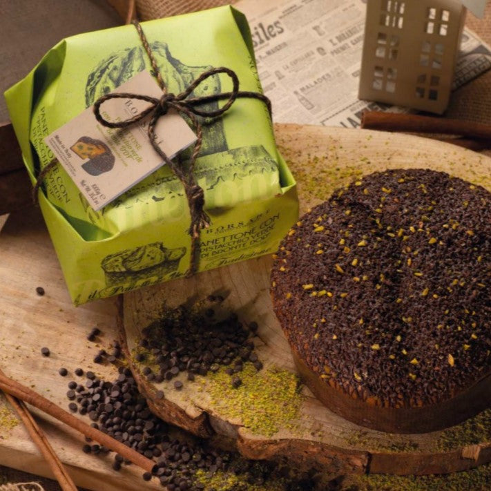 Borsari Pistachio Panettone 1kg, hand wrapped
