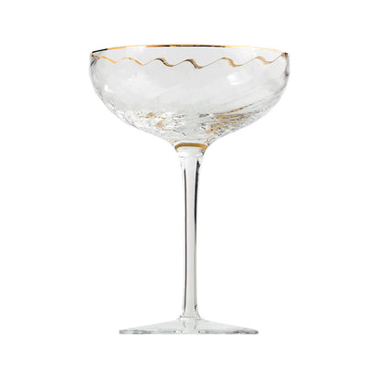 Flamant Seppo champagne cup in mouthblown glass with golden rim